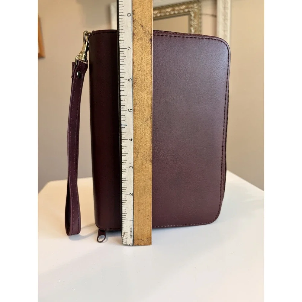 Willi Wear Organizer Planner,  Wallet Wristlet,  Double Zip, Burgundy, Y2k, Calc